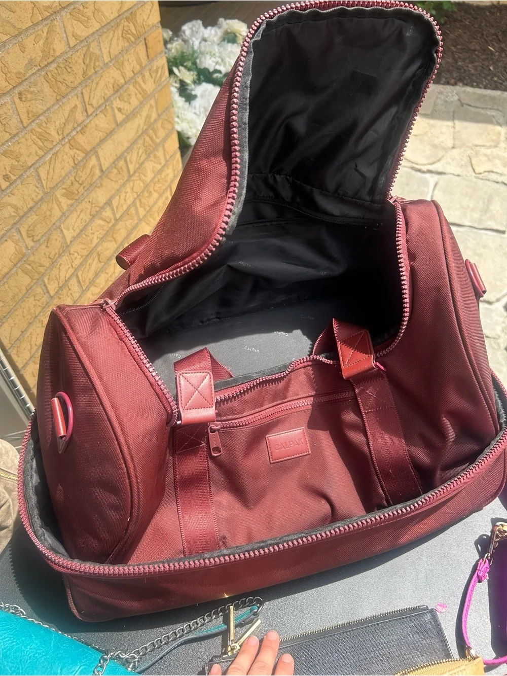 Calpak Men's Maroon Travel Duffel Bag